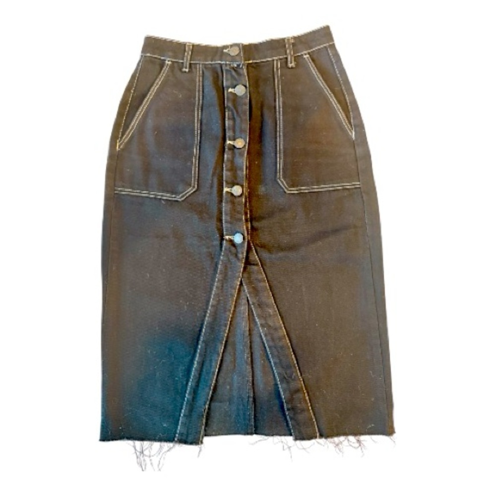 Bershka Jeans Black Denim Midi Skirt